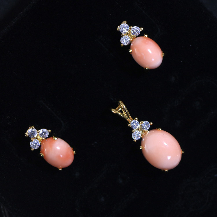 台湾饰品时尚深海有机宝石吊坠耳钉耳针套装项坠