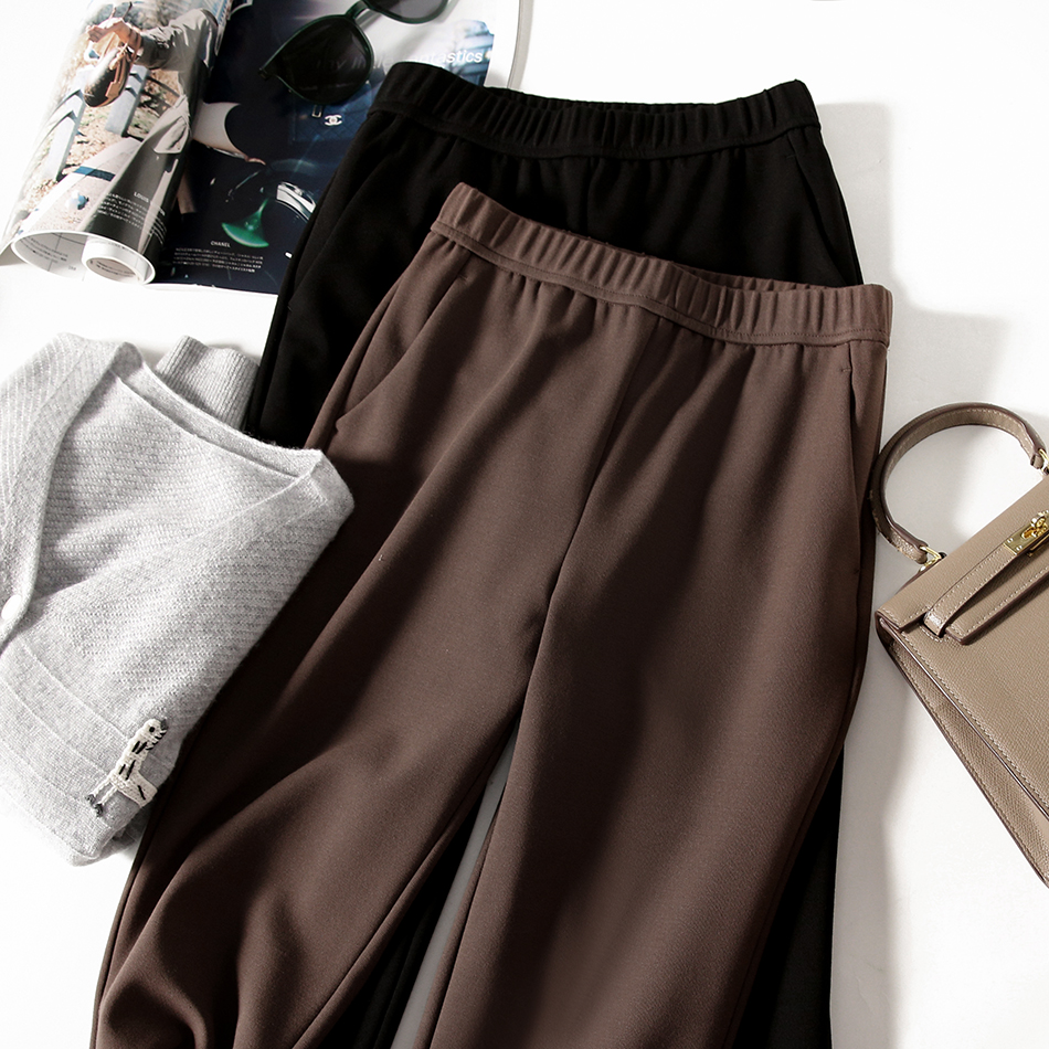 2色 宝藏款 显瘦显腿直利器 挺阔面料松紧腰直筒休闲裤女