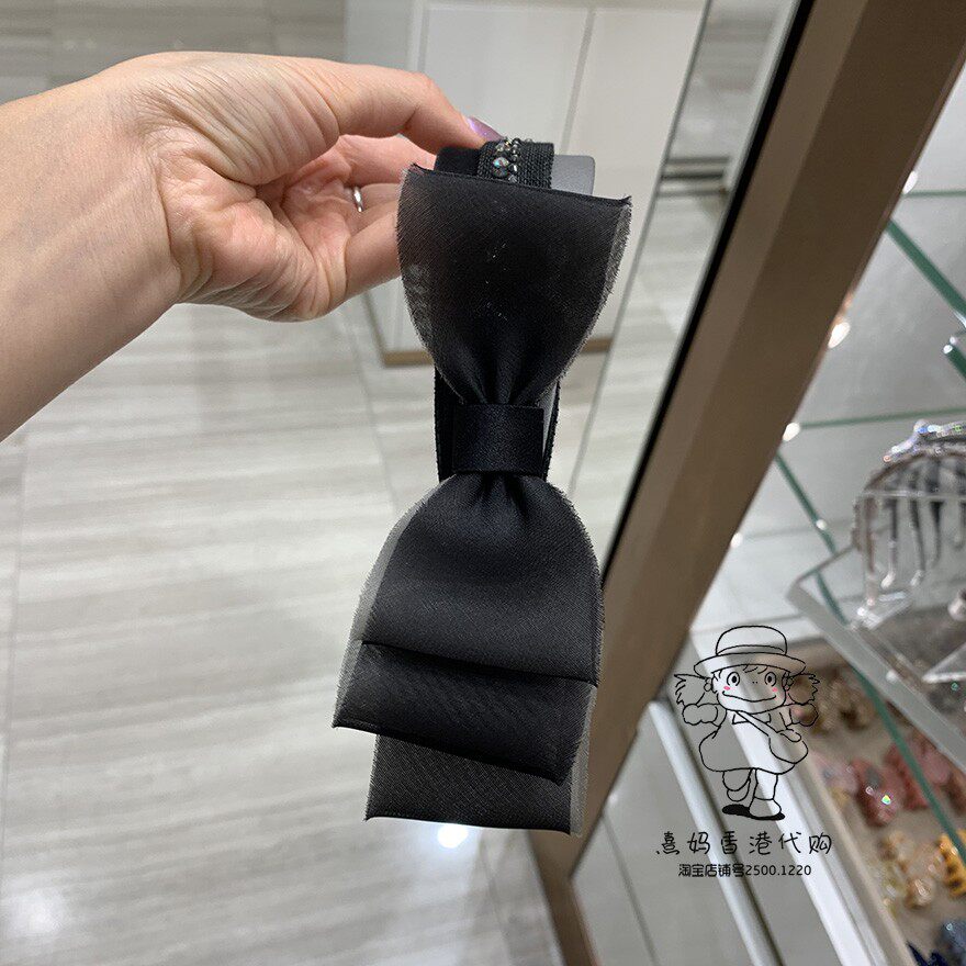 香港alexandrezouari亚历山大施华利华利发饰黑灰侧面蝴蝶蝴蝶结发饰