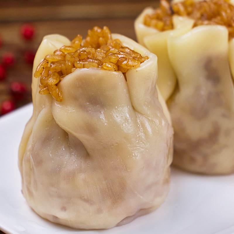 和善园肉丁糯米烧麦营养早餐速冻冻猪肉手工薄皮包点