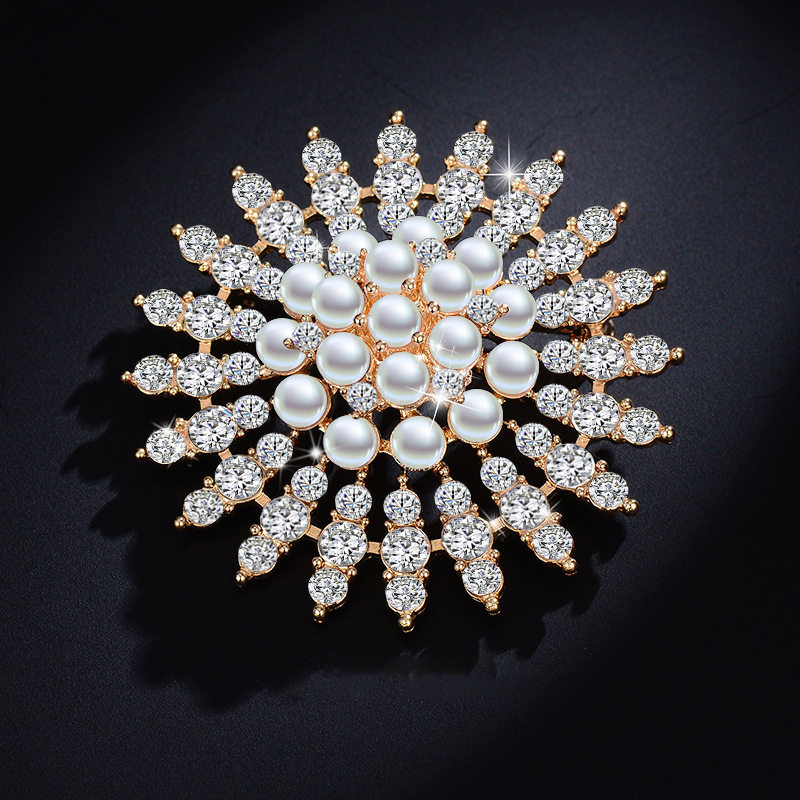 职业阿玛施特大衣胸针高档2022年新款珍珠花朵胸花饰品胸针