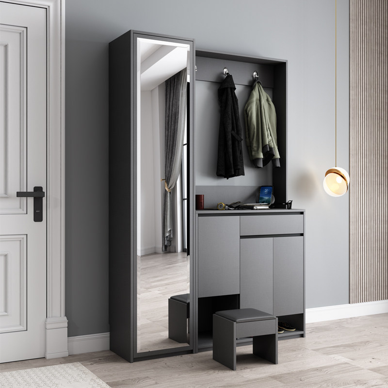 北欧鞋柜玄关柜带挂衣衣架多功能门厅家用门口鞋柜