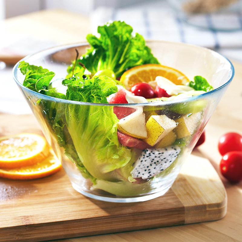 家用透明嘉森玻璃沙拉圆形欧式汤碗大小水果碗