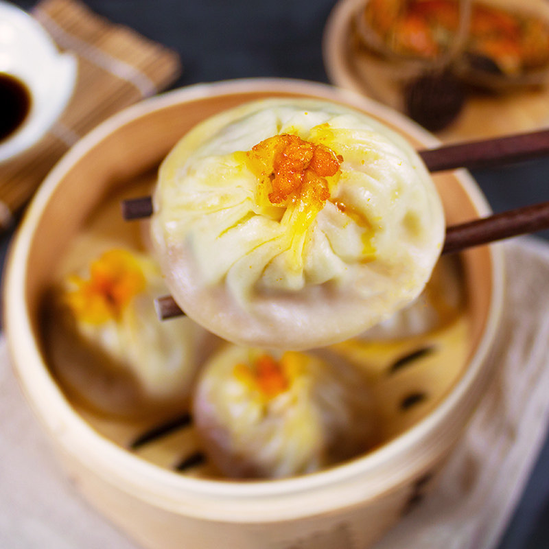 风马牛蟹粉小笼包50%蟹黄蟹肉50%鲜肉 无锡特产用料充足 2袋12只