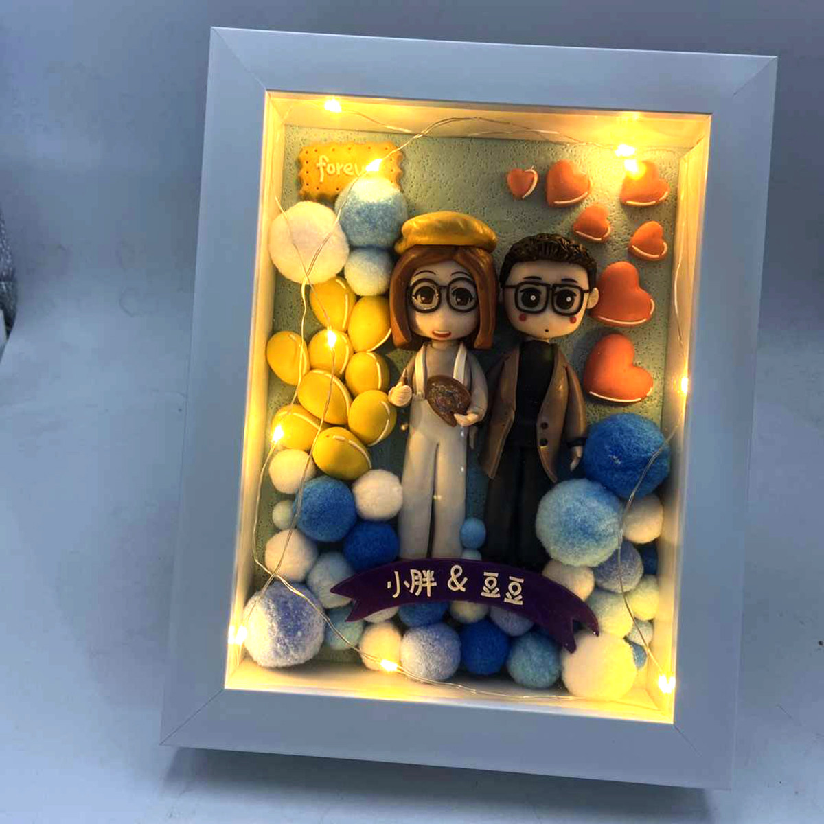 软陶人偶定制照片立体相框情侣泥人真人公仔创意礼盒
