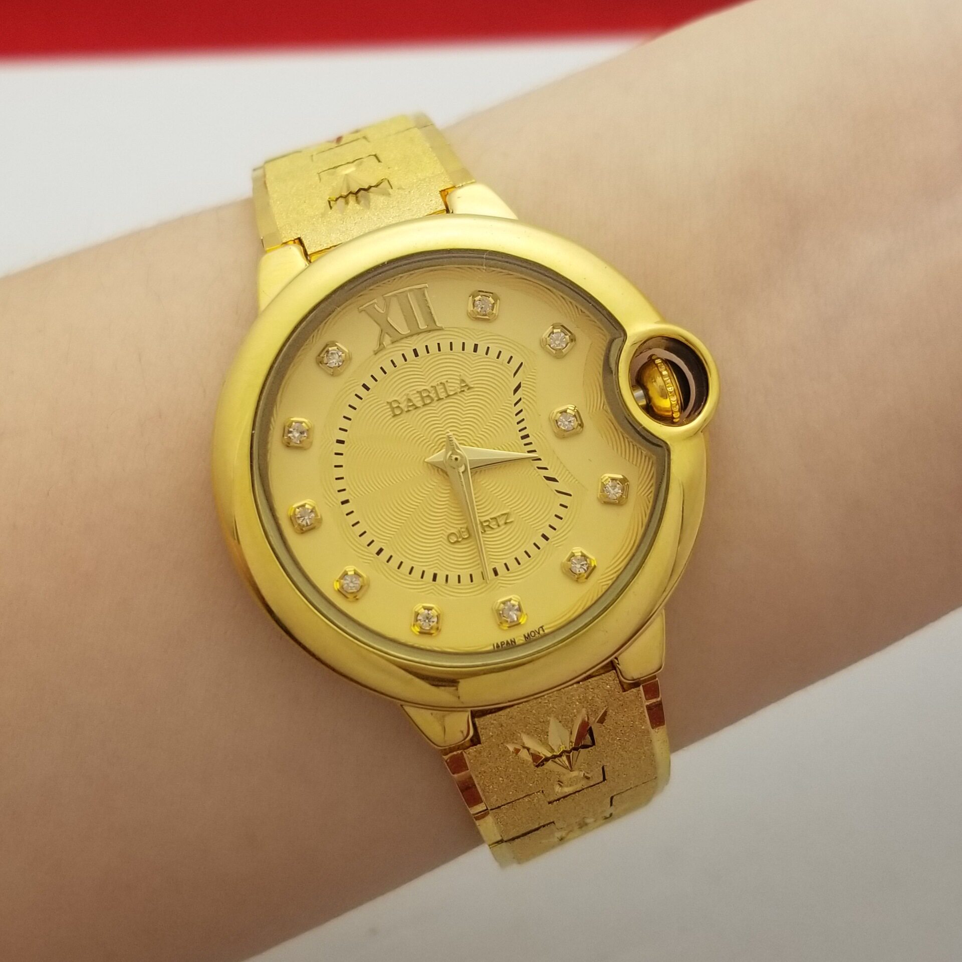 手表圆盘24k金色越南沙金进口进口机机芯防水国产腕表