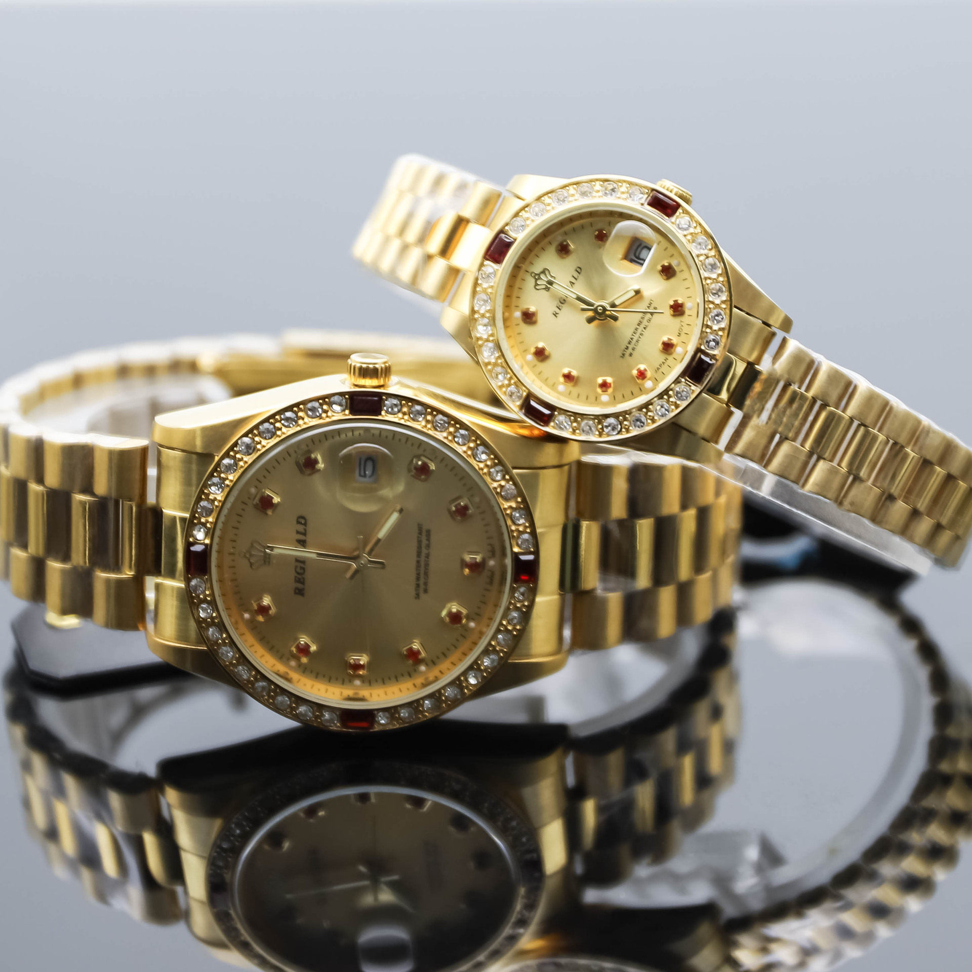 香港正品利吉奴石英表全金彩钻钢带手表情侣礼品国产腕表