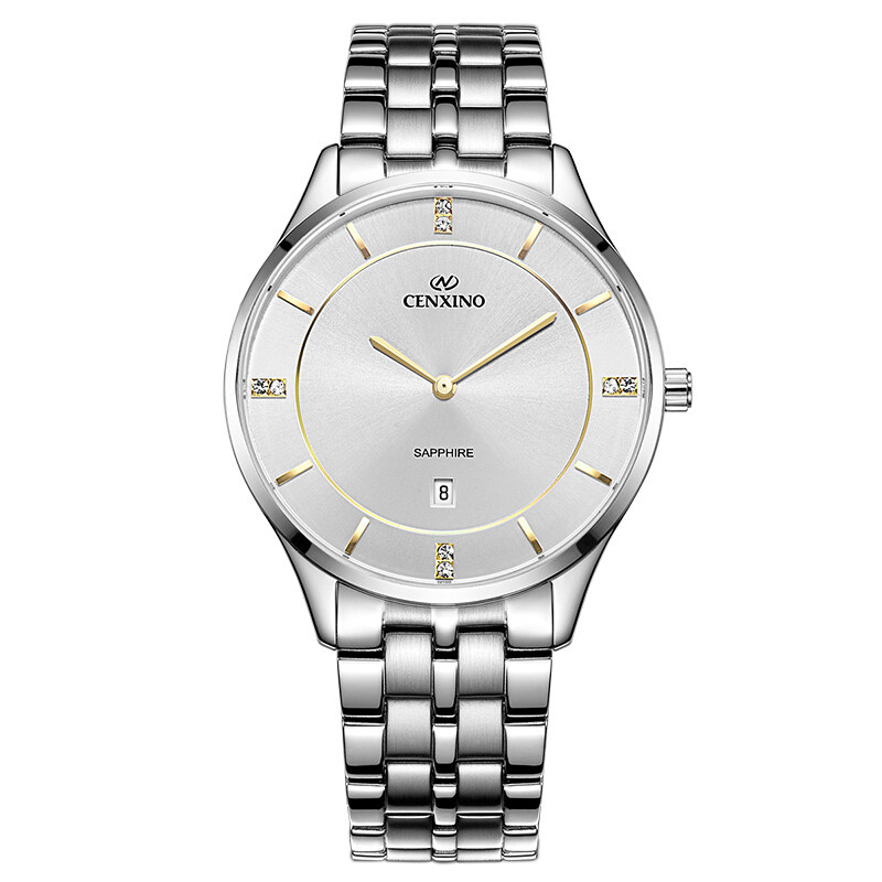 卡斯诺cenxino纤羽系列石英表g6060白盘间金刻度刻度国产腕表