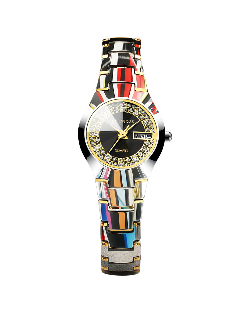 列奥尼达leonidas手表女学生韩版简约镶钻钨钢腕表潮流时尚国产腕表