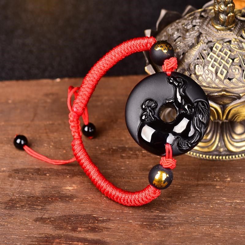 易明开光2020年属兔灵葫双犬黑曜石戌卯手链生肖手链