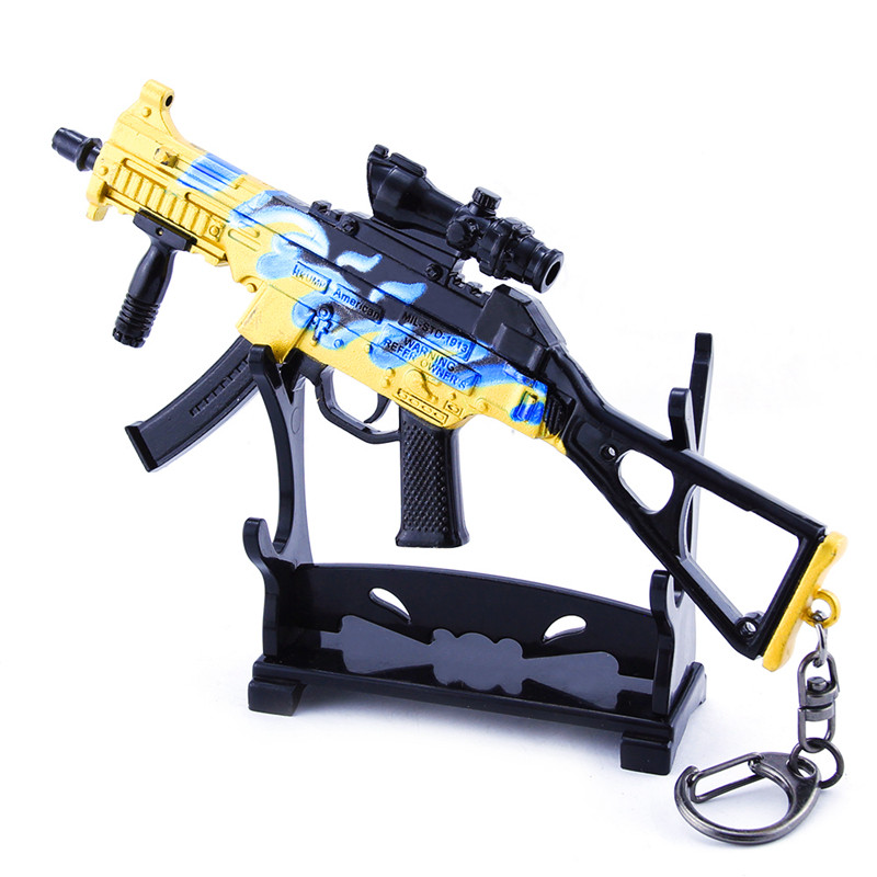 和平吃鸡游戏周边玩具蓝色火焰ump45金属金属模游戏