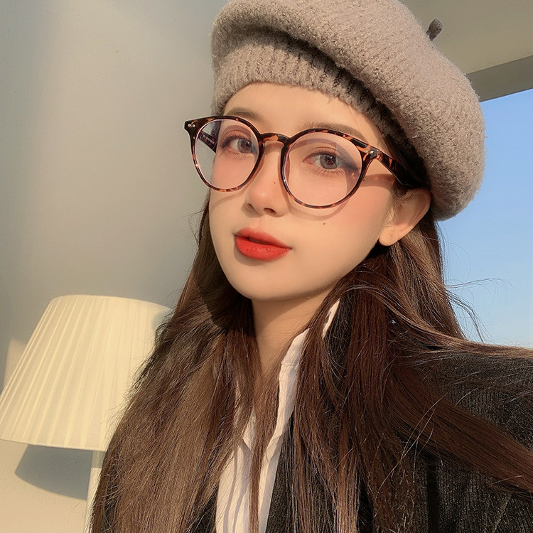 眼镜灰色大脸透明近视素颜韩版潮显脸小圆圆形定制成品光学镜