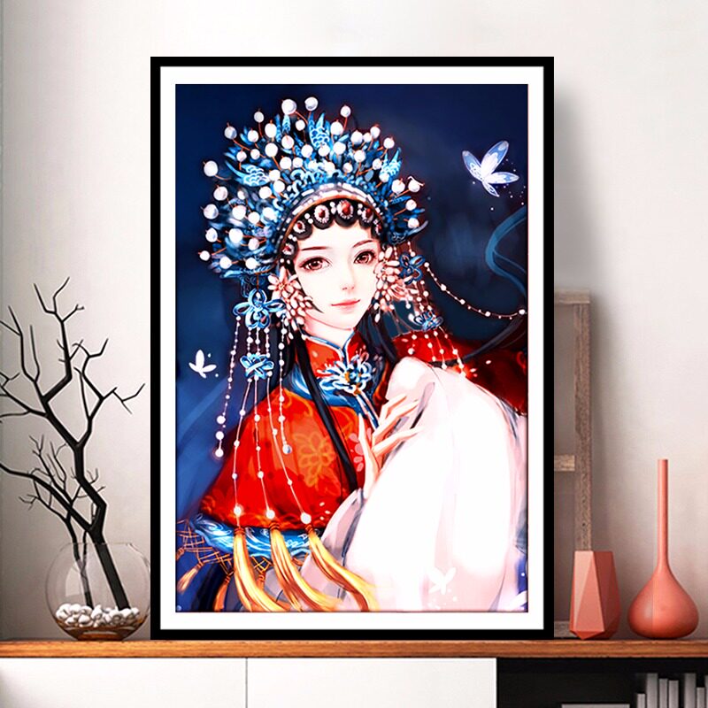 古风美女十字绣2022新款客厅卧室小件手工线绣自己绣京剧花旦惊鸿