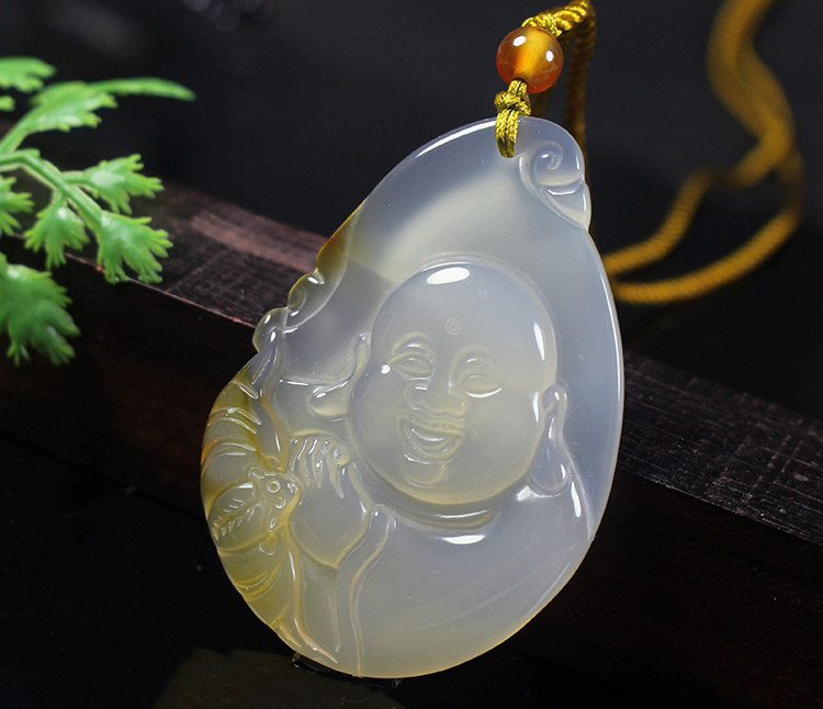 挂件清仓天然玉髓佛公弥勒佛玉吊坠男女挂坠项坠