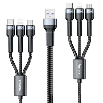 苹果remax一拖适用于安卓typec多口2米户外充电手机数据线