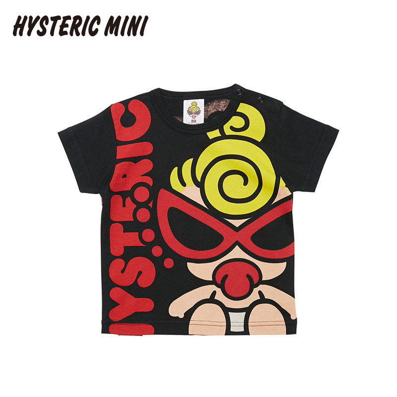黑超奶嘴logo短袖hystericmini日本12岁宝宝纯棉上衣新品t恤