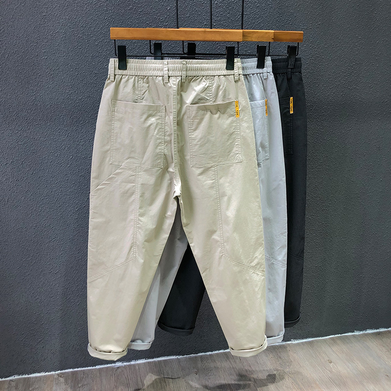 原宿风痞帅男裤子九分裤宽松潮流帅气小脚裤夏季裤子男薄款休闲裤