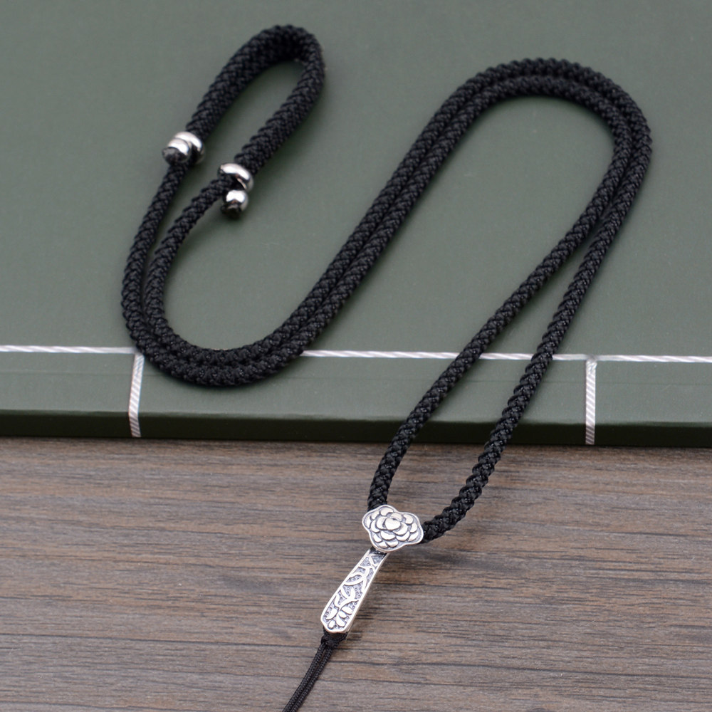 事事如意纯银吊坠挂绳粗款可调调节项链绳子绳