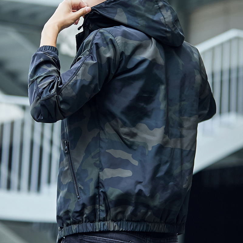 男士外套设计感小众韩风chic2022新款风衣绿色春秋季迷彩工装夹克