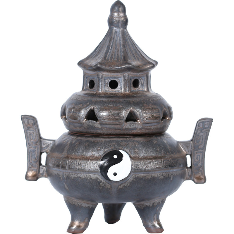 仿古陶瓷香薰酒店干冰摆件道教太极八卦炼丹香薰炉