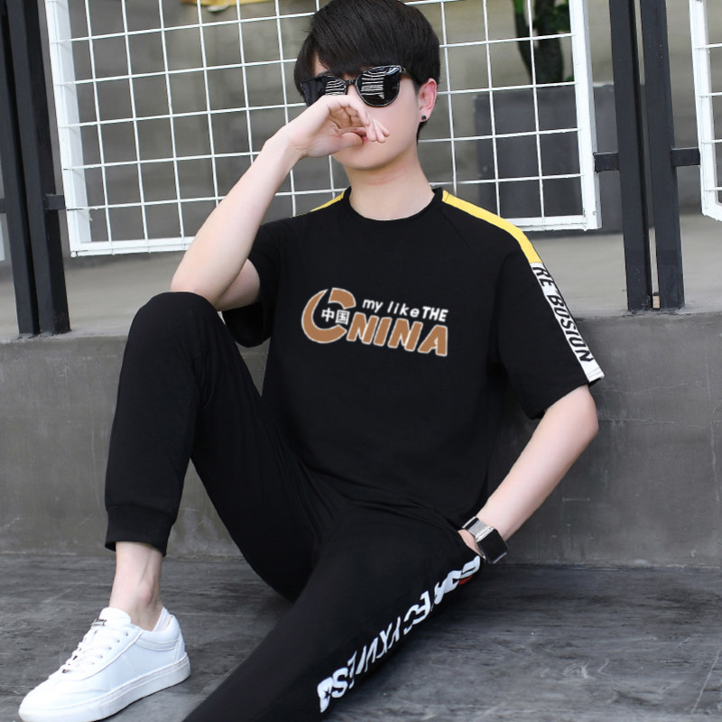 青少年夏季运动套装男短袖t恤学生夏装帅气