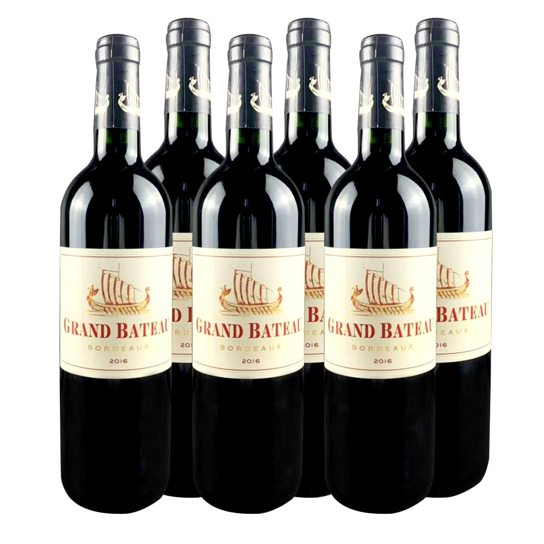 法国进口红酒龙船庄园小龙船干红葡萄酒grand bateau 16年 6支装