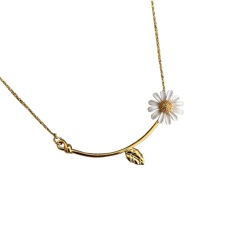 欧美饰品ks长款雏菊项链时尚质感白色花朵项链