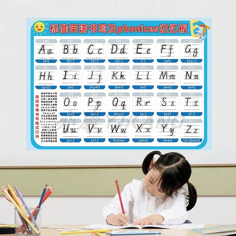26个英文字母表挂图墙贴abc儿童海报识字学习墙贴