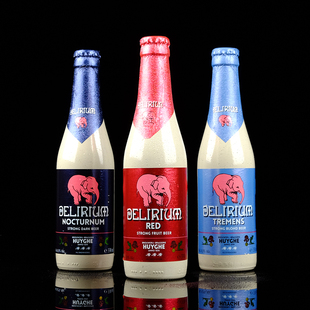 进口粉象啤酒delirium给劲烈性樱桃粉精酿啤酒300ml4瓶比利时原装