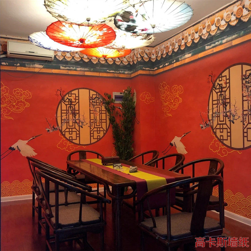 中式网红剧本墙纸背景墙背景打卡拍照文字壁纸墙贴