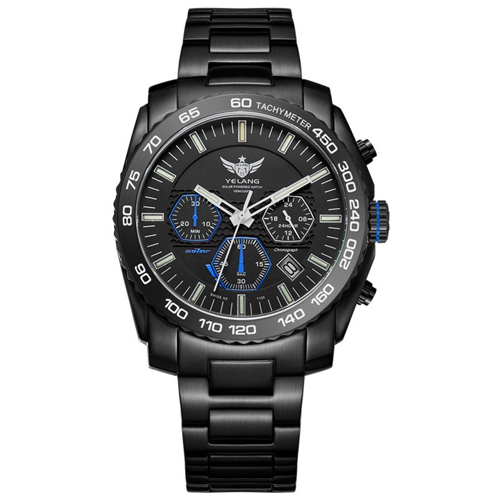 野狼军表 男士光能表太阳能运动手表防水夜光学生多功能计时腕表