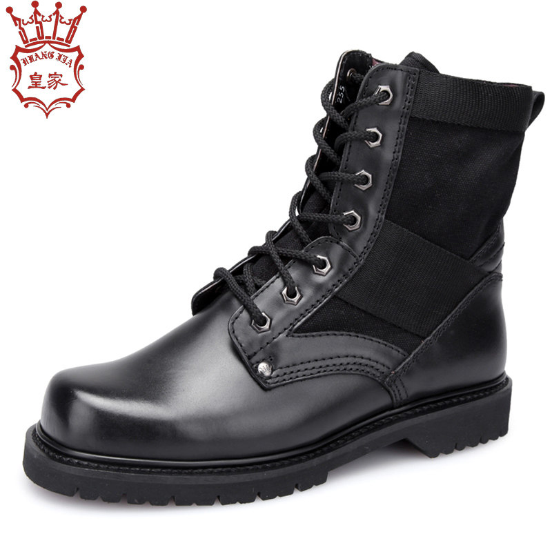 3516皇家高筒系带头层皮战术皮鞋男鞋作战时装靴