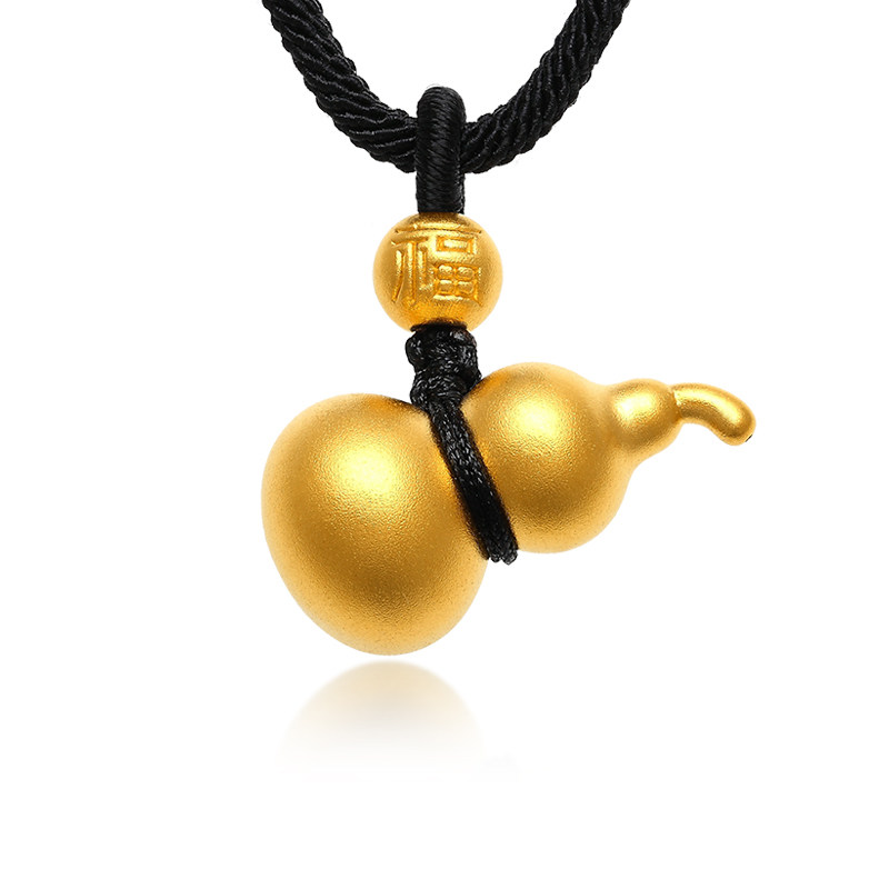 金葫芦足金古法金黄吊坠挂坠纯金项链转运3d颈饰