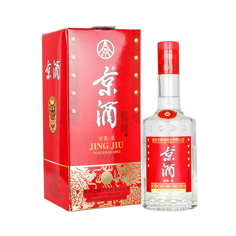 五粮液股份京酒淡雅柔38度浓香型白酒500ml*6瓶粮食酒婚宴用酒