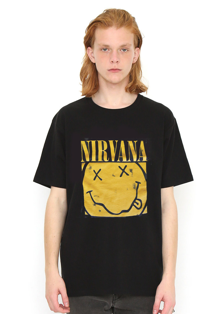 nirvana涅槃乐队摇滚短袖kurtcobain科特柯本笑脸t恤