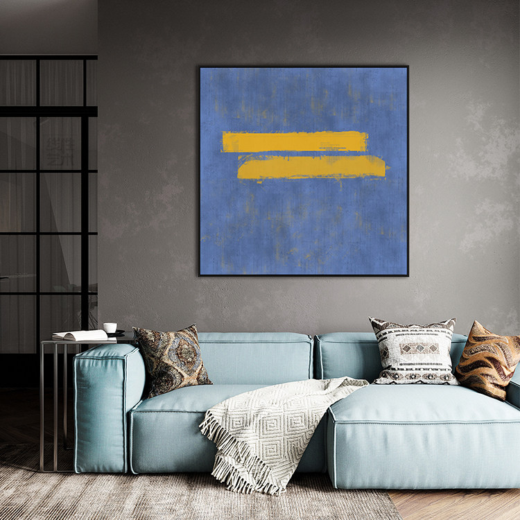 现代简约湛蓝色抽象艺术装饰画北欧极简风客厅餐厅大幅大尺寸挂画