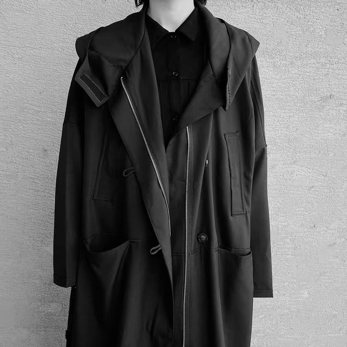 garbastes山本耀司暗黑原创设计宽松连帽开衫风衣风衣