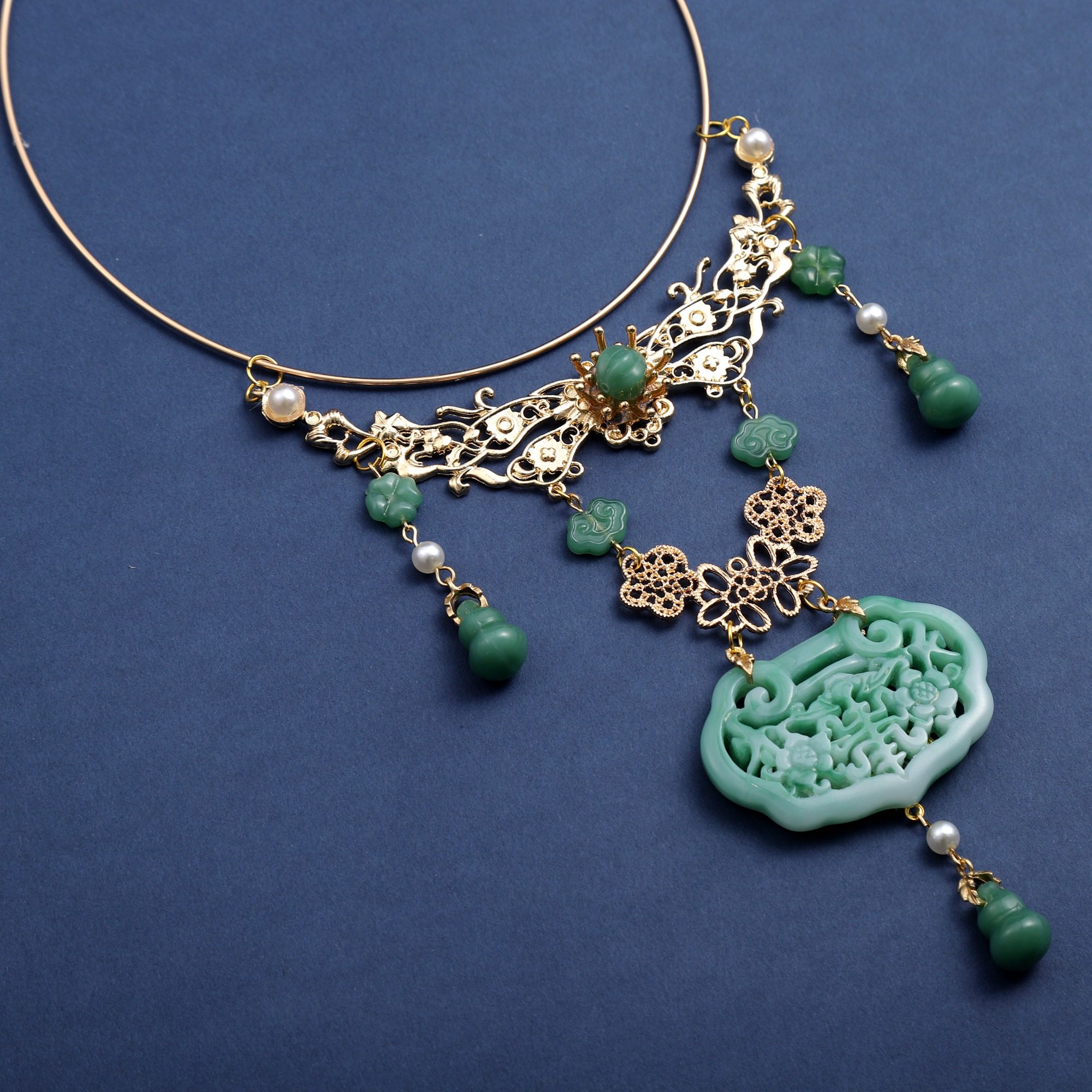 古风项链汉服配饰复古璎珞项圈明制原创旗袍项链