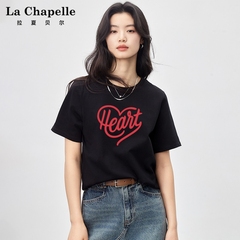 拉夏贝尔/La Chapelle短袖T恤女2024新款字母印花短款上衣夏季潮A价格比较