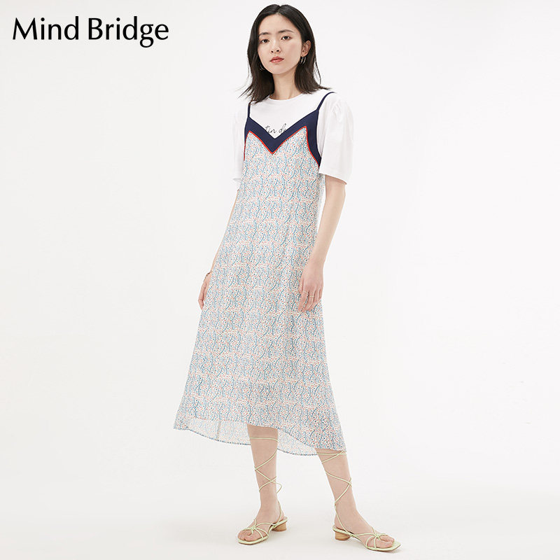 mindbridge百家好女士连衣裙2021春夏新款碎花吊带连衣裙