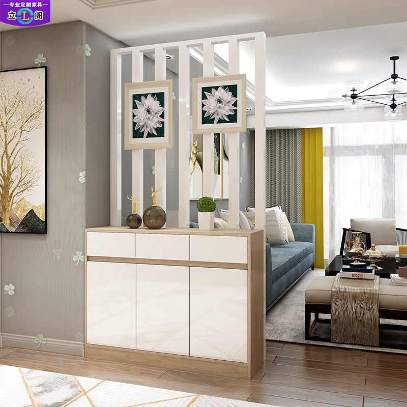 烤漆玄关柜客厅隔断柜进门鞋柜多功能门厅柜简约现代镂空隔断屏风