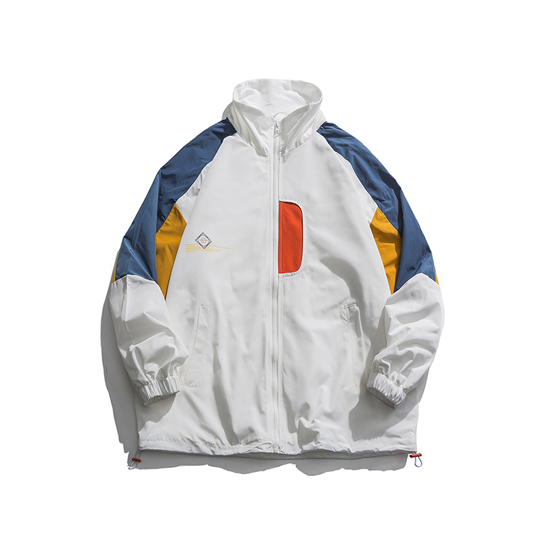 美式拼色外套2022新款春秋季情侣装立领夹克日系韩版潮流男冲锋衣