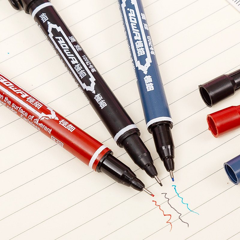 勾线笔儿童绘画画笔粗细双头记号可防防水不褪色勾线笔