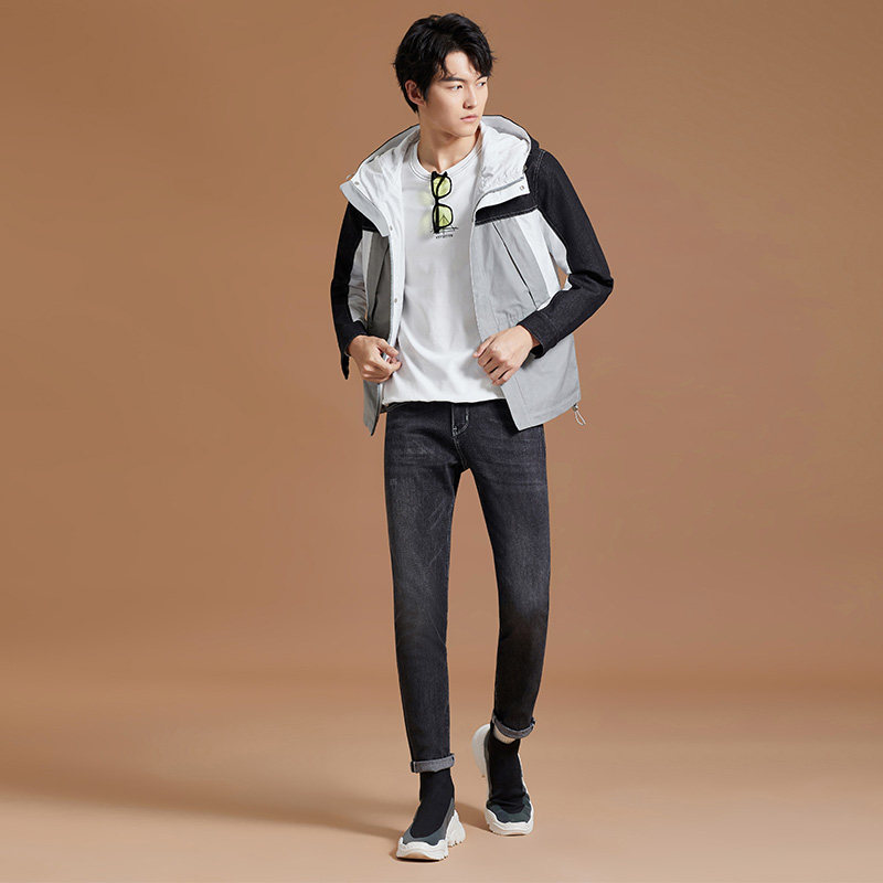 km男装男士外套春秋连帽2021新款秋季潮流百搭宽松秋装上衣夹克f