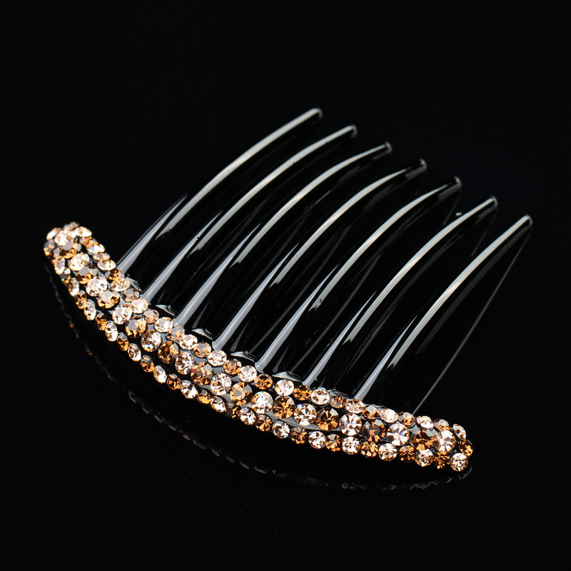 发梳七齿盘发插梳刘海梳韩国发饰品水钻发卡防滑简约优雅发簪头饰
