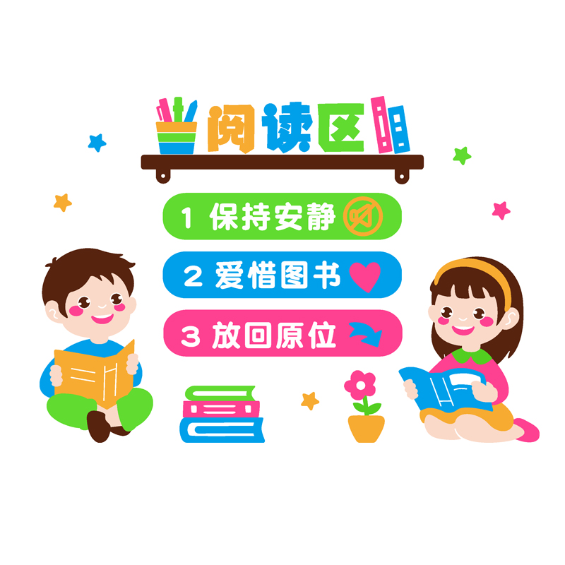 阅读公约墙贴区图书馆阅览室小学教室布置读书班级墙贴