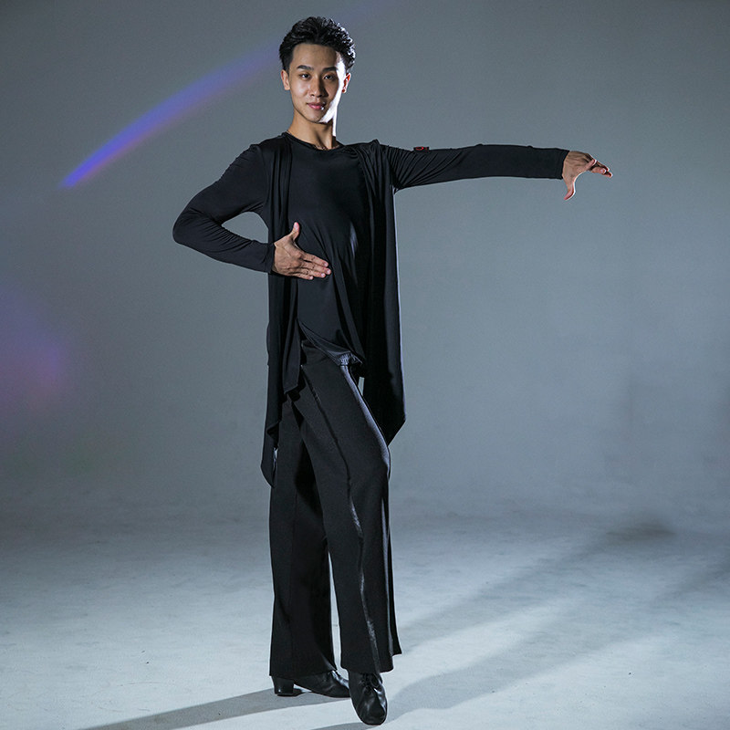 udance拉丁舞服装成人国标舞练功摩登比赛表演男侧条拉丁舞下装