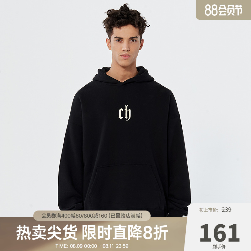 CHINISM CH连帽卫衣男潮牌美式高街宽松百搭上衣男生秋季情侣帽衫