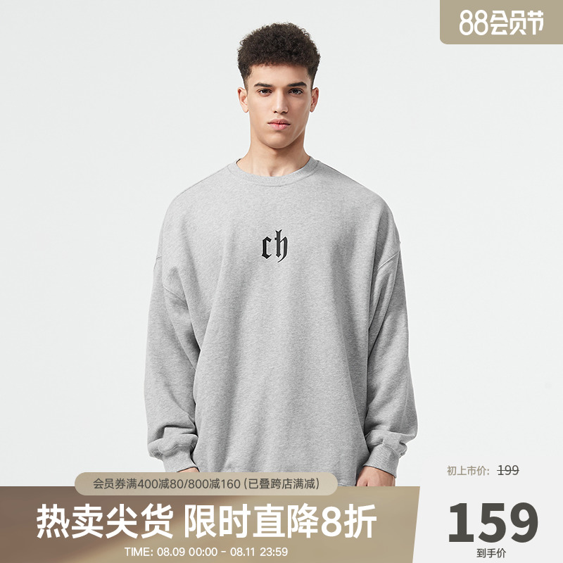 CHINISM CH卫衣男春秋款美式高街潮牌圆领套头男生国潮情侣上衣