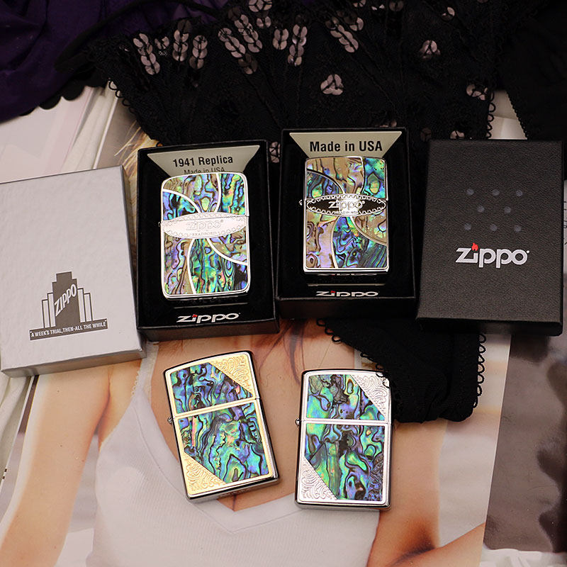 小魔女zippo日版万有引力贝壳镶嵌威尼斯斜纹1941复刻zippo
